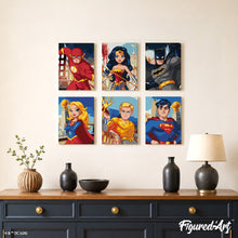 Carica l'immagine nel visualizzatore di Gallery, Mini Set Dipingere con i numeri 15x20cm (6 pezzi) - Gli Eroi della Justice League