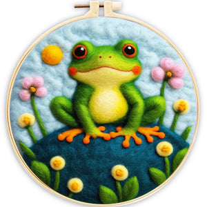 Needle Felting Rana nel Letto di Fiori
