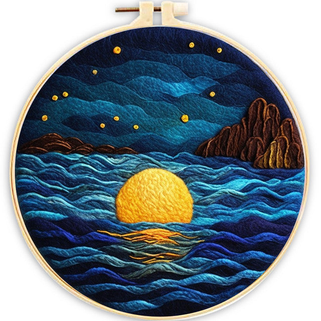 Needle Felting Il Sole che si Immerge nel Mare