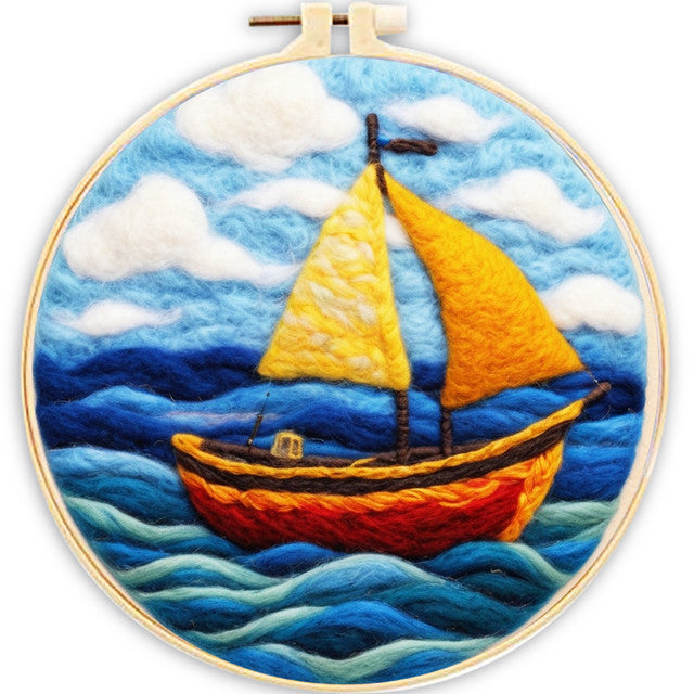 Needle Felting Barca a Vela Gialla