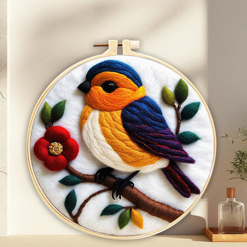 Needle Felting Uccellino Blu Carino