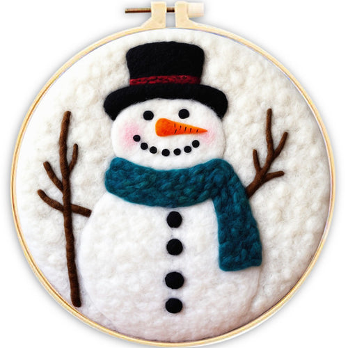 Needle Felting Pupazzo di Neve con Sciarpa Blu