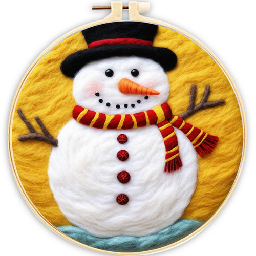 Needle Felting Pupazzo di Neve con Sciarpa a Righe