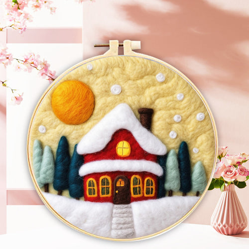 Needle Felting Casa Invernale Rossa