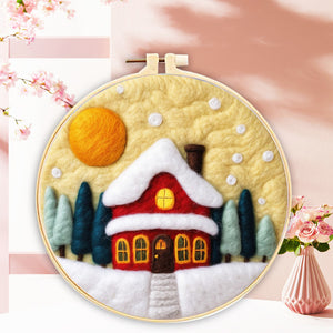 Needle Felting Casa Invernale Rossa