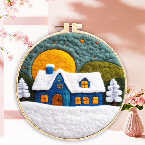 Needle Felting Casa Invernale Blu