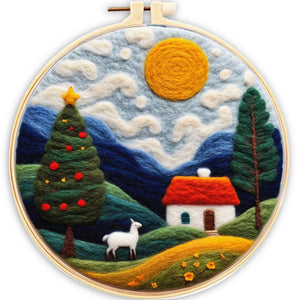 Needle Felting Albero di Natale in un Campo
