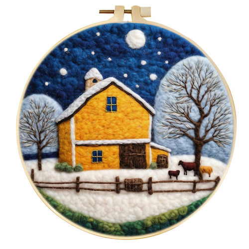 Needle Felting Casa di Campagna Invernale