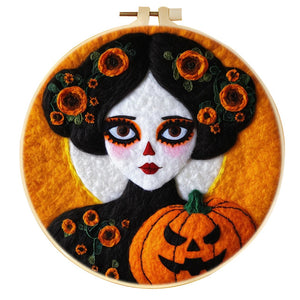 Needle Felting Ragazza Girasole di Halloween