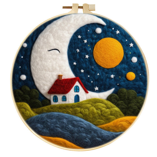 Needle Felting Grande Luna Cielo Notturno