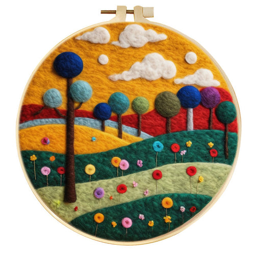Needle Felting Campo di Alberi Colorati