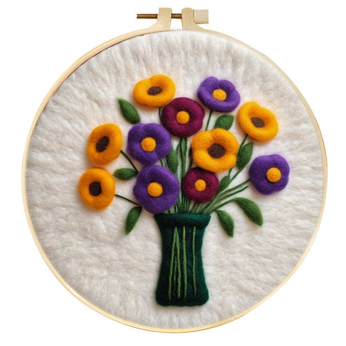 Needle Felting Margarite Viola e Gialle