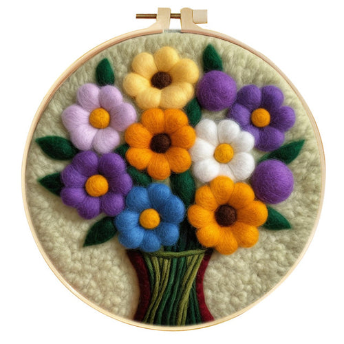 Needle Felting Margarite in un vaso