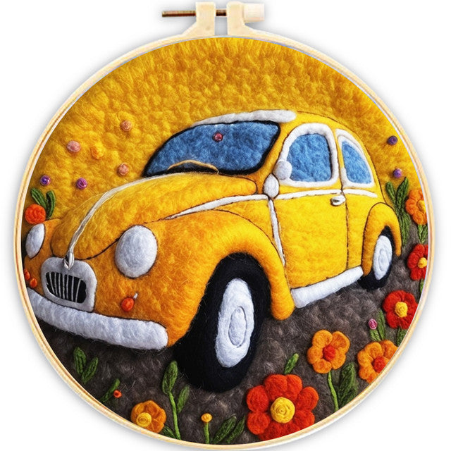 Needle Felting Auto Giallo
