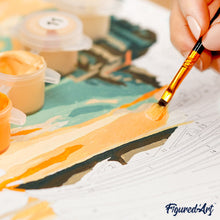 Carica l'immagine nel visualizzatore di Gallery, Mini Kit da Dipingere con i Numeri 20x20cm con cornice - Ibisco al tramonto