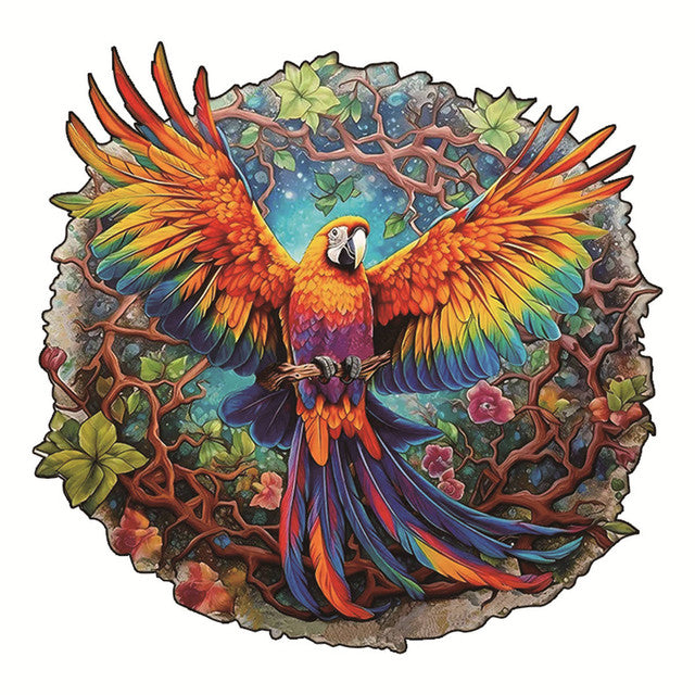 Puzzle 2D in legno - Pappagallo in Volo