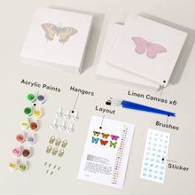 Carica l&#39;immagine nel visualizzatore di Gallery, Mini Set Dipingere con i numeri 15x15cm (6 pezzi) - Farfalla Colorata