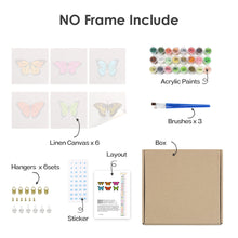 Carica l&#39;immagine nel visualizzatore di Gallery, Mini Set Dipingere con i numeri 15x15cm (6 pezzi) - Farfalla Colorata