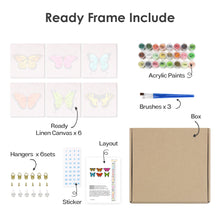 Carica l&#39;immagine nel visualizzatore di Gallery, Mini Set Dipingere con i numeri 15x15cm (6 pezzi) - Farfalla Colorata