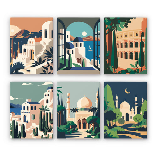 Mini Dipingere con i numeri 15x20cm (6 pezzi) - Sogni Mediterranei