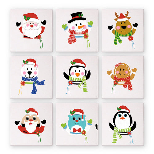 Mini Dipingere con i numeri 15x15cm (9 pezzi) - Personaggi Carini di Natale
