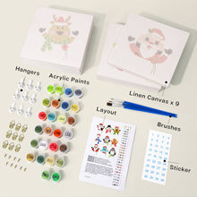 Carica l&#39;immagine nel visualizzatore di Gallery, Mini Set Dipingere con i numeri 15x15cm (9 pezzi) - Personaggi Carini di Natale