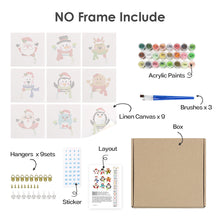 Carica l&#39;immagine nel visualizzatore di Gallery, Mini Set Dipingere con i numeri 15x15cm (9 pezzi) - Personaggi Carini di Natale