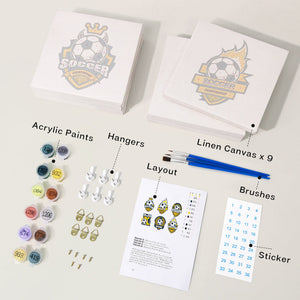 Mini Set Dipingere con i numeri 15x15cm (6 pezzi) - Logo di Calcio