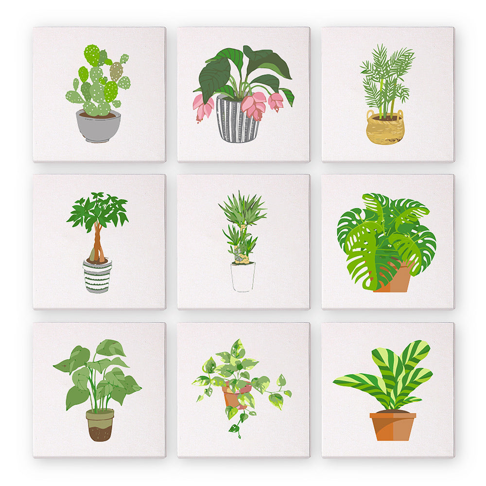 Mini Dipingere con i numeri 15x15cm (9 pezzi) - Arte Vegetale Moderna
