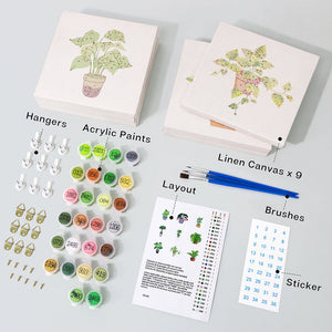 Mini Set Dipingere con i numeri 15x15cm (9 pezzi) - Piante