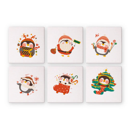 Mini Dipingere con i numeri 15x15cm (6 pezzi) - Pinguino Invernale di Natale