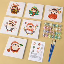 Carica l&#39;immagine nel visualizzatore di Gallery, Mini Set Dipingere con i numeri 15x15cm (6 pezzi) - Pinguino di Natale