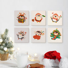 Carica l&#39;immagine nel visualizzatore di Gallery, Mini Set Dipingere con i numeri 15x15cm (6 pezzi) - Pinguino di Natale