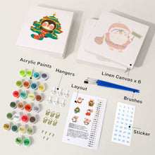 Carica l&#39;immagine nel visualizzatore di Gallery, Mini Set Dipingere con i numeri 15x15cm (6 pezzi) - Pinguino di Natale