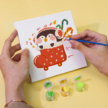 Carica l&#39;immagine nel visualizzatore di Gallery, Mini Set Dipingere con i numeri 15x15cm (6 pezzi) - Pinguino di Natale