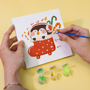 Mini Set Dipingere con i numeri 15x15cm (6 pezzi) - Pinguino di Natale