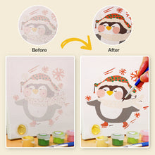 Carica l&#39;immagine nel visualizzatore di Gallery, Mini Set Dipingere con i numeri 15x15cm (6 pezzi) - Pinguino di Natale