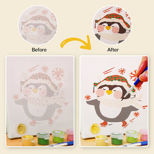 Mini Set Dipingere con i numeri 15x15cm (6 pezzi) - Pinguino di Natale