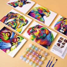 Carica l&#39;immagine nel visualizzatore di Gallery, Mini Set Dipingere con i numeri 15x20cm (6 pezzi) - Animali Astratti Colorati
