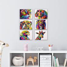 Carica l&#39;immagine nel visualizzatore di Gallery, Mini Set Dipingere con i numeri 15x20cm (6 pezzi) - Animali Astratti Colorati