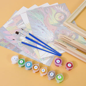 Mini Set Dipingere con i numeri 15x20cm (6 pezzi) - Animali Astratti Colorati