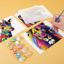 Carica l&#39;immagine nel visualizzatore di Gallery, Mini Set Dipingere con i numeri 15x20cm (6 pezzi) - Animali Astratti Colorati