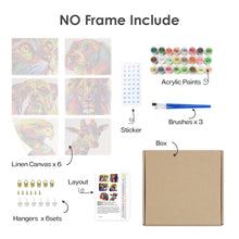 Carica l&#39;immagine nel visualizzatore di Gallery, Mini Set Dipingere con i numeri 15x20cm (6 pezzi) - Animali Astratti Colorati