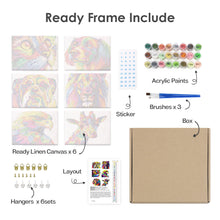 Carica l&#39;immagine nel visualizzatore di Gallery, Mini Set Dipingere con i numeri 15x20cm (6 pezzi) - Animali Astratti Colorati