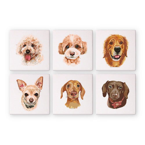 Mini Dipingere con i numeri 15x15cm (6 pezzi) - Cani Carini