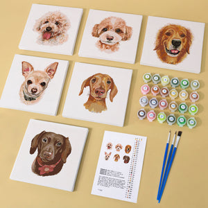 Mini Set Dipingere con i numeri 15x15cm (6 pezzi) - Cani Carini