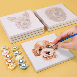 Mini Set Dipingere con i numeri 15x15cm (6 pezzi) - Cani Carini