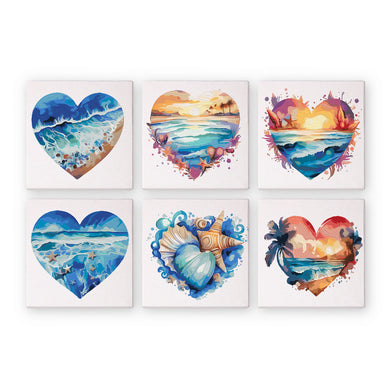 Mini Dipingere con i numeri 15x15cm (6 pezzi) - Scene di Spiaggia Romantiche