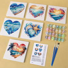 Carica l&#39;immagine nel visualizzatore di Gallery, Mini Set Dipingere con i numeri 15x15cm (6 pezzi) - Spiagge Romantiche