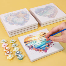 Carica l&#39;immagine nel visualizzatore di Gallery, Mini Set Dipingere con i numeri 15x15cm (6 pezzi) - Spiagge Romantiche
